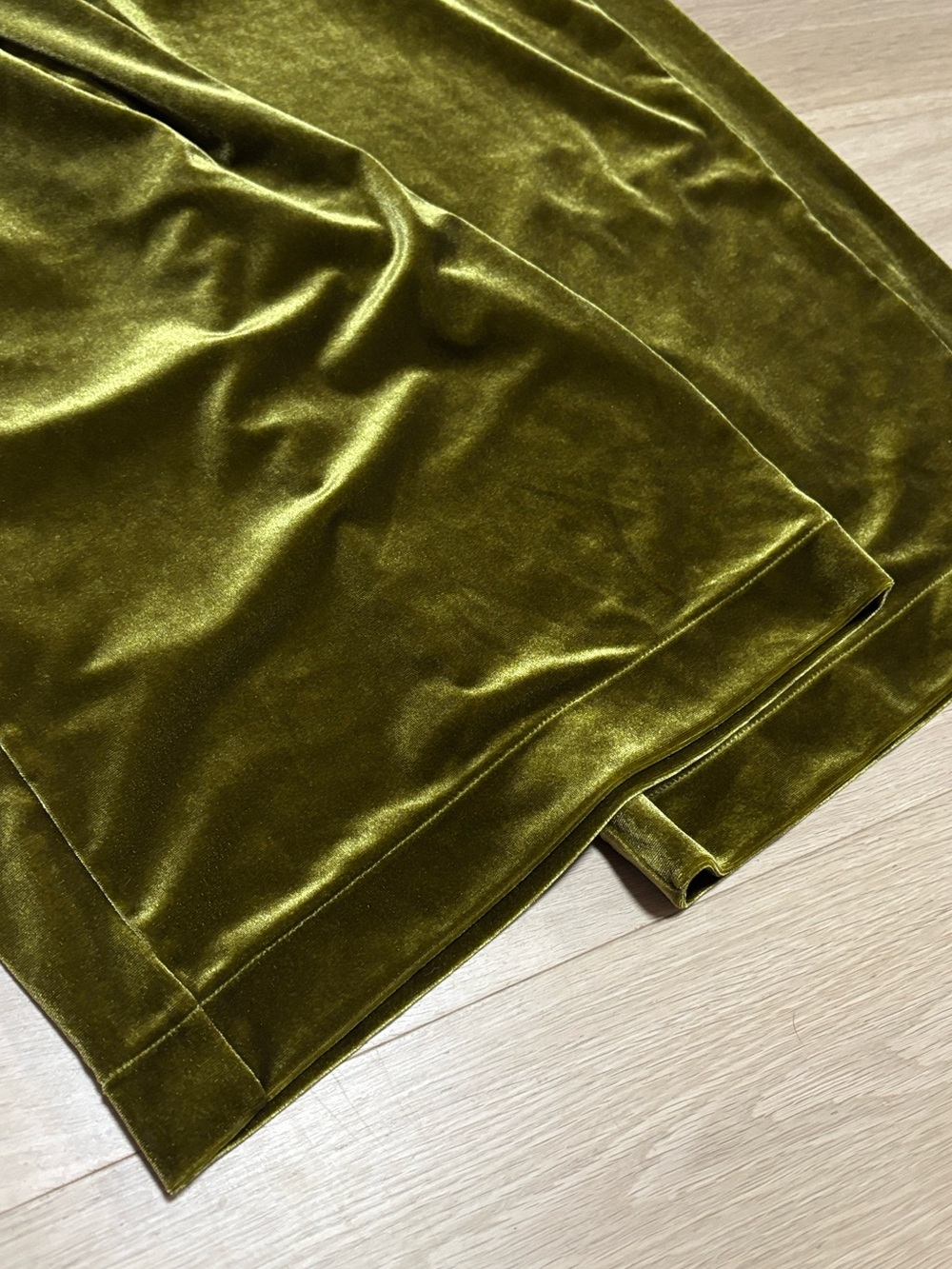 UNIQLO (M) Velour Wide Straight Leg Cropped Pants Soft Cozy Stretch Olive Green - Picture 10 of 14
